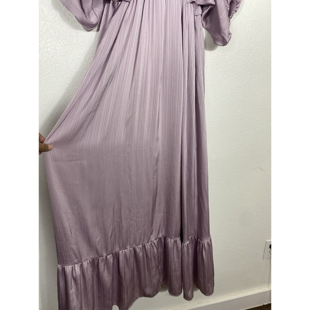 Vanilla Bay maternity long lilac V-neck pleated dress, size S - Picture 6 of 9